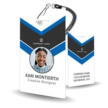 Load image into Gallery viewer, Blue Grey Chevron Custom ID Badge - BadgeSmith