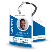 Load image into Gallery viewer, Blue Shades Abstract Employee ID Badge Custom - BadgeSmith