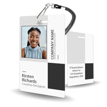 Load image into Gallery viewer, Grey Block Design Custom ID Badge for Employee - BadgeSmith