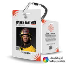 Load image into Gallery viewer, Grey Color Burst Custom ID Badge - BadgeSmith