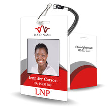 Load image into Gallery viewer, Red Curve Abstract Custom Staff ID Card - BadgeSmith