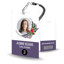 Load image into Gallery viewer, Elegant Employee Badge with Flowers - BadgeSmith