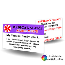 Load image into Gallery viewer, Medical Alert Alzheimer's Card - BadgeSmith