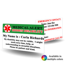 Load image into Gallery viewer, Medical Alert Hidden Disability Card - BadgeSmith