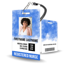 Load image into Gallery viewer, Blue Watercolor Customized ID Badge - BadgeSmith