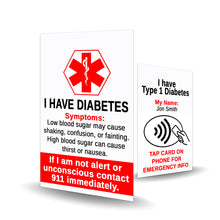 Load image into Gallery viewer, NFC Medical Alert Type 1 Diabetes Vertical Card - BadgeSmith