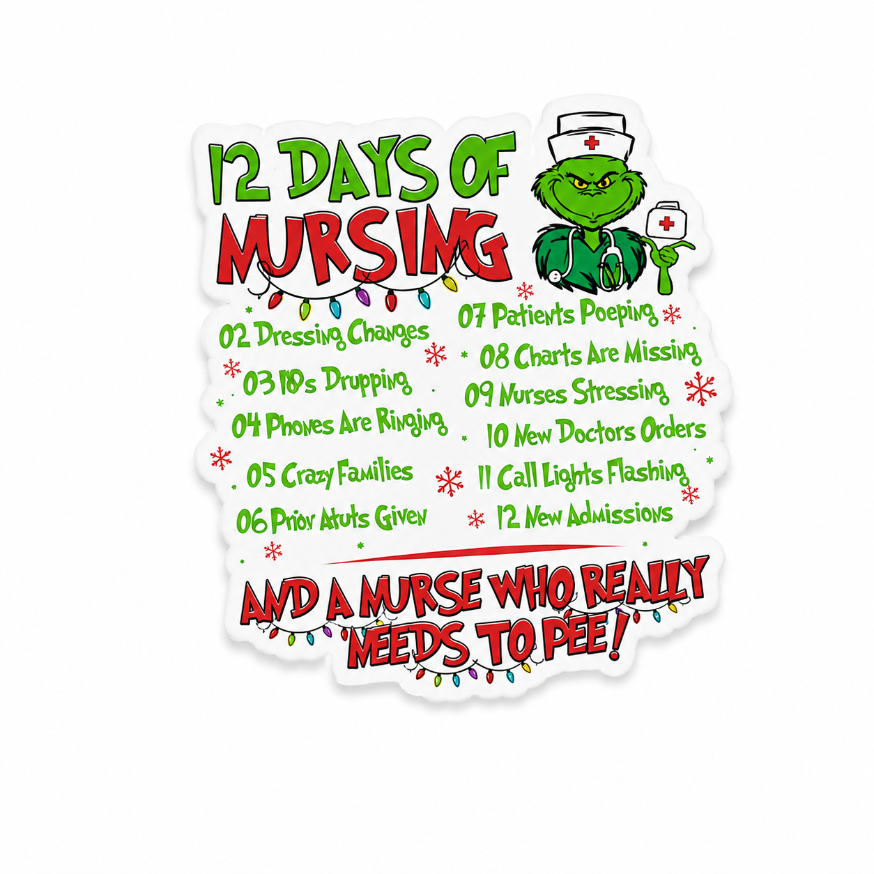 12 Days of Nursing Christmas | Plastic Add-On - BadgeSmith