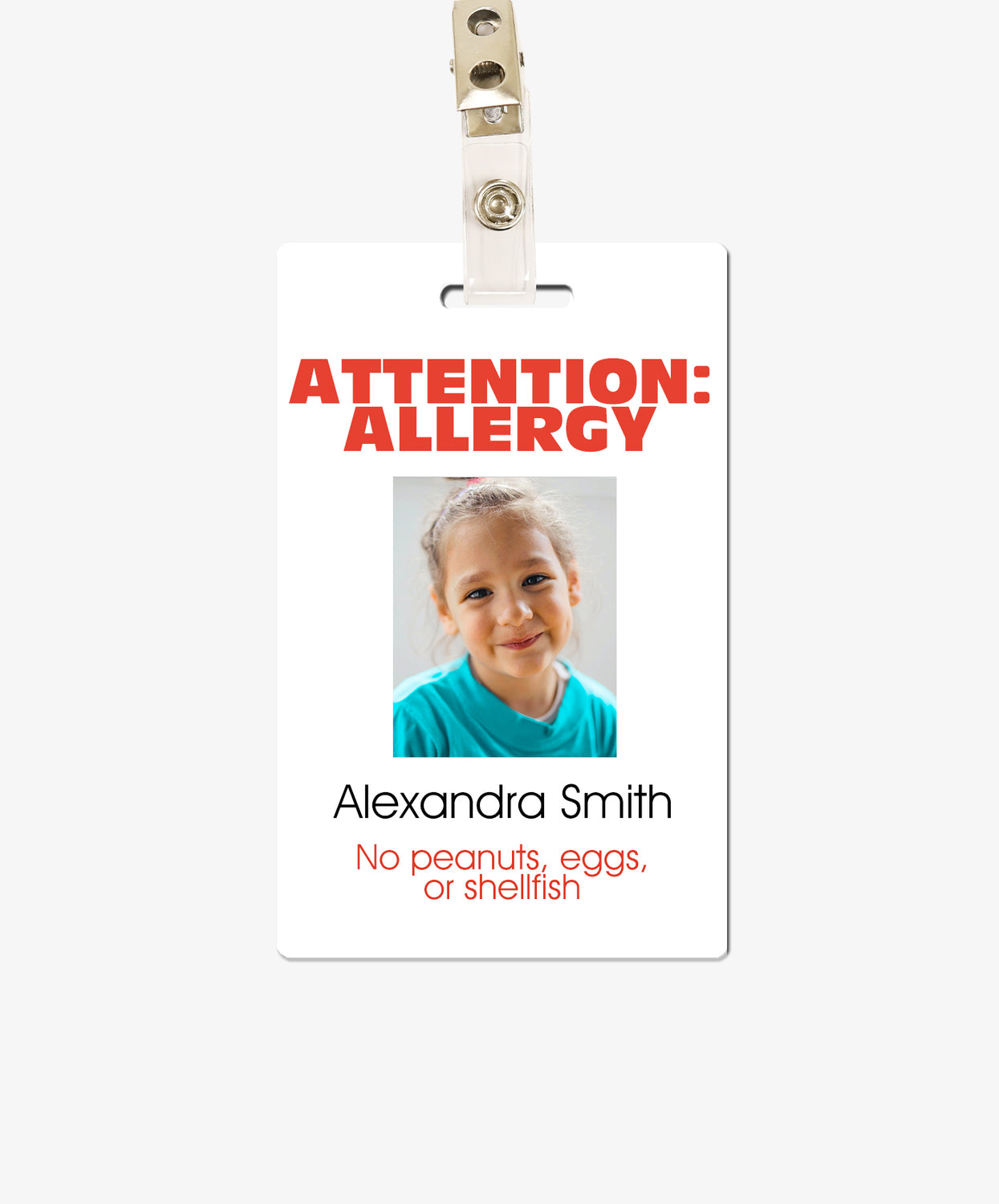 Child Allergy Alert Card - Food Allergy ID - BadgeSmith