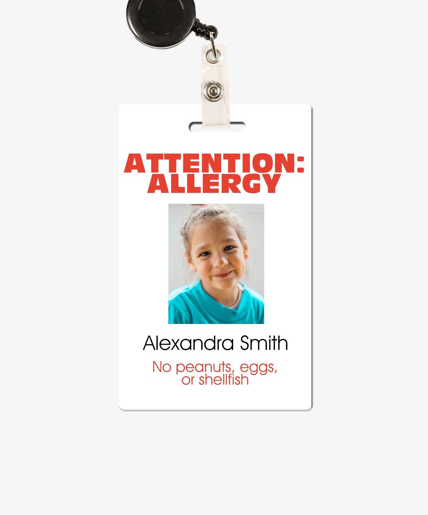 Child Allergy Alert Card - Food Allergy ID - BadgeSmith