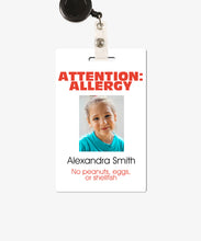 Load image into Gallery viewer, Child Allergy Alert Card - Food Allergy ID - BadgeSmith
