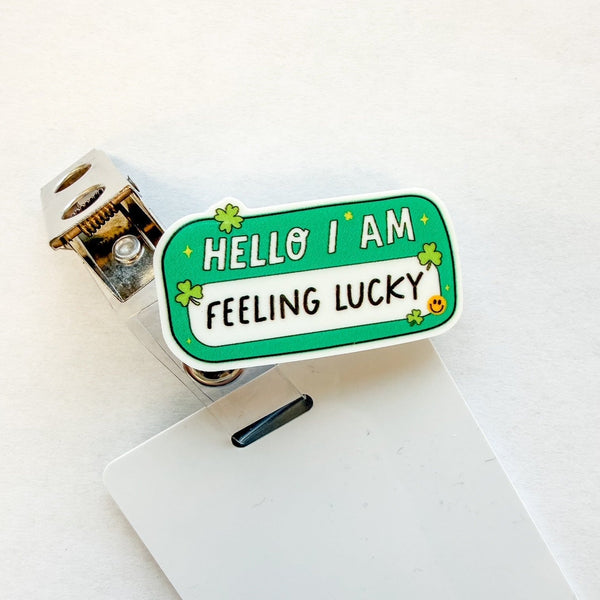 Badge Topper / CHARM COLLECTION - Hello I am feeling lucky - Charm Only - BadgeSmith