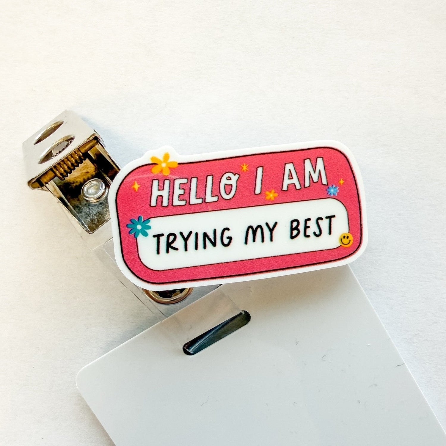 Badge Topper / CHARM COLLECTION - Hello I am trying my best - Charm Only