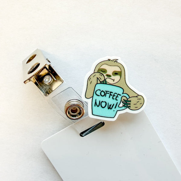 Badge Topper / CHARM COLLECTION - Coffee Now Sloth - Charm Only - BadgeSmith