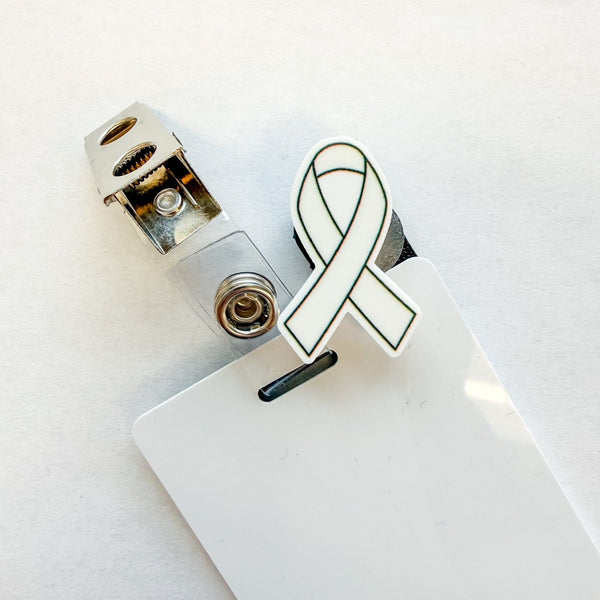 Badge Topper / CHARM COLLECTION - White Ribbon - Charm Only - BadgeSmith