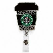Load image into Gallery viewer, Coffee, Scrubs &amp; Rubber Gloves Badge Reel
