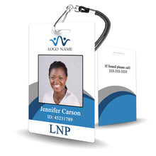 Load image into Gallery viewer, Blue Curve Abstract Custom Staff ID Card - BadgeSmith
