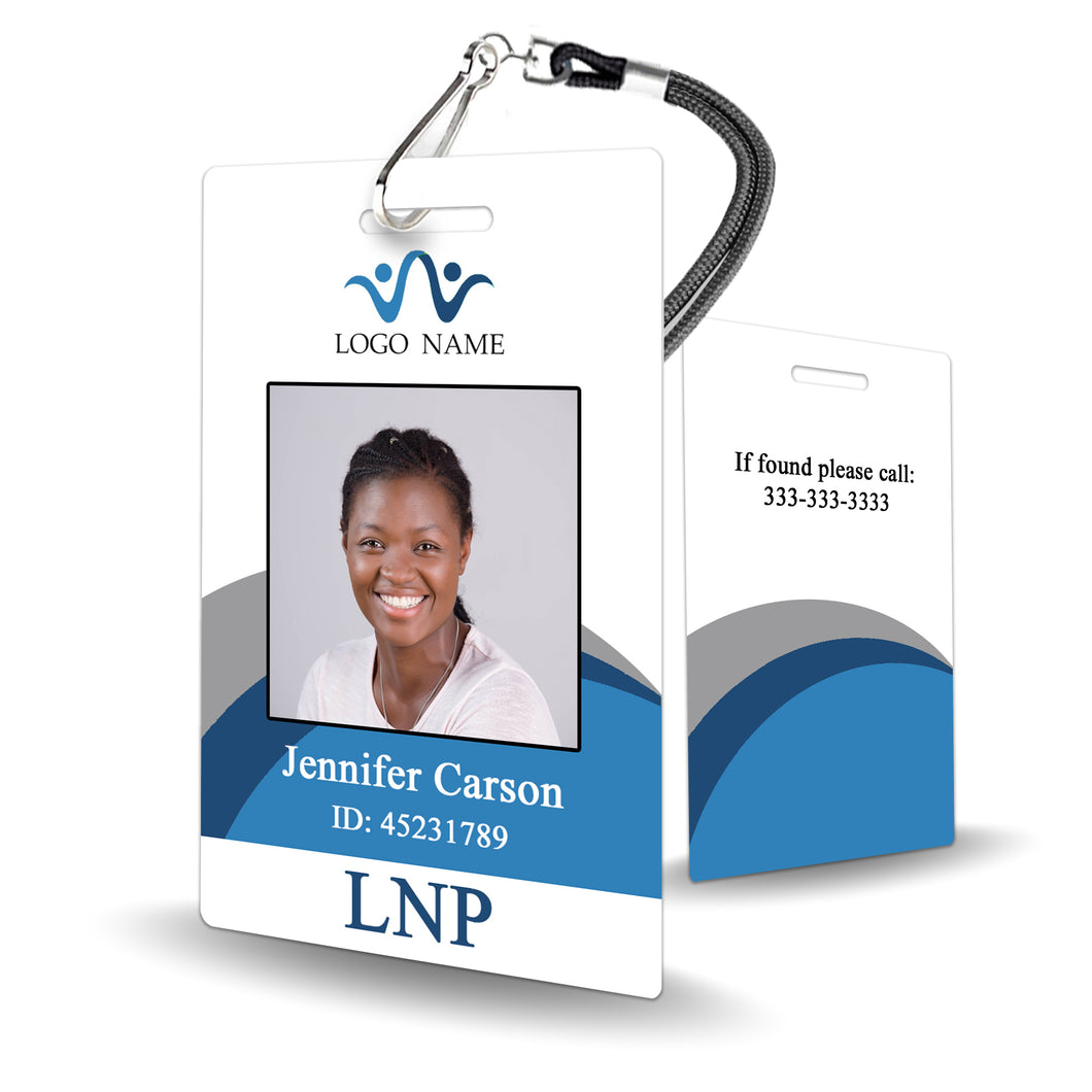 Blue Curve Abstract Custom Staff ID Card - BadgeSmith