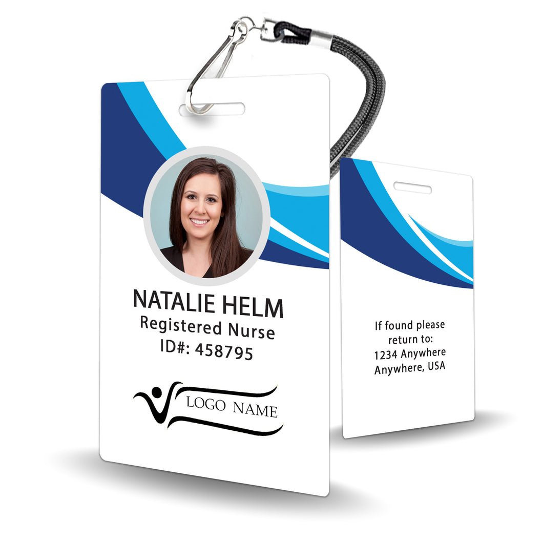 Blue Wave Abstract Custom ID Badge - BadgeSmith