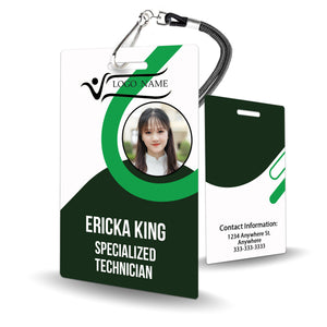 Green Abstract Design Custom ID Badge for Employee - BadgeSmith