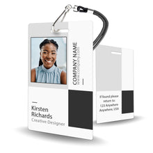 Load image into Gallery viewer, Grey Block Design Custom ID Badge for Employee - BadgeSmith
