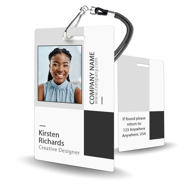 Grey Block Design Custom ID Badge for Employee - BadgeSmith