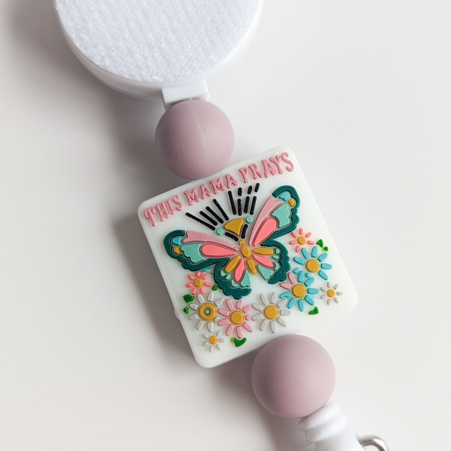This Mama Prays Interchangeable Badge Reel