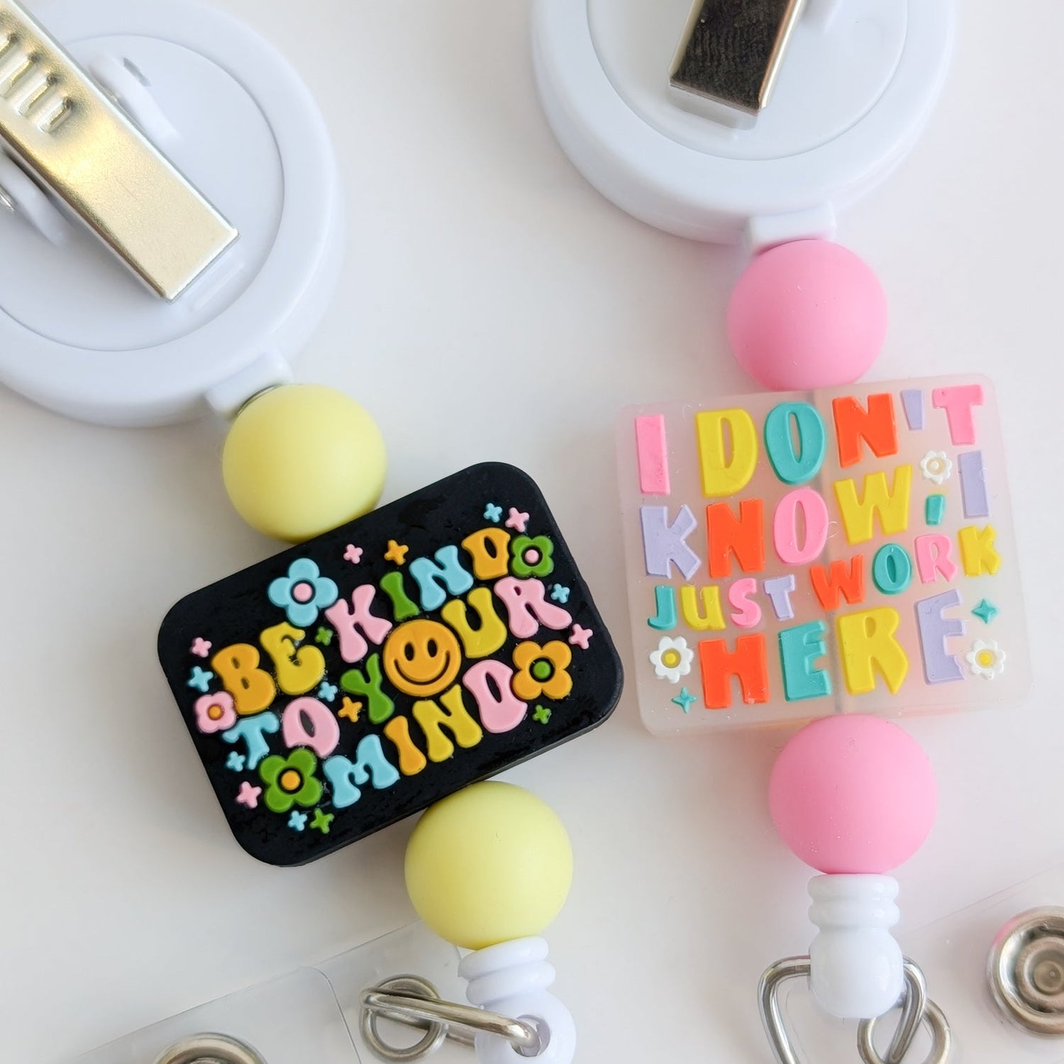Phrase / Be Kind / I Just Work Here / Interchangeable Badge Reel