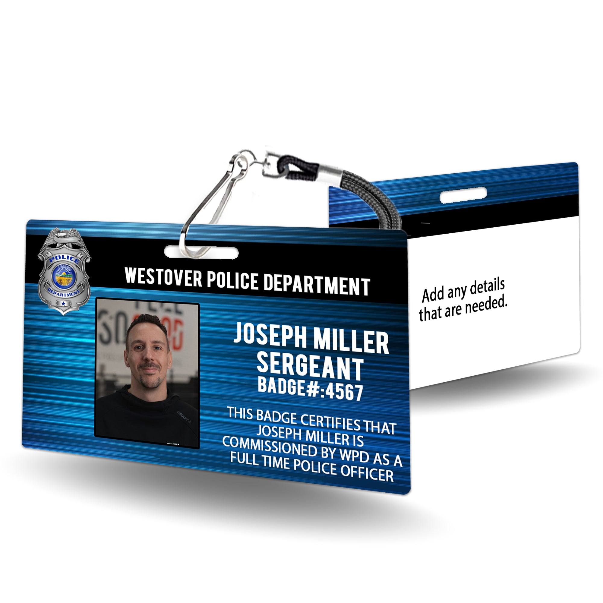 Police Officer Badge Horizontal - Customizable Law Enforcement ID - BadgeSmith
