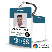 Load image into Gallery viewer, Solid Custom Color Rectangle ID Badge for Employee - BadgeSmith
