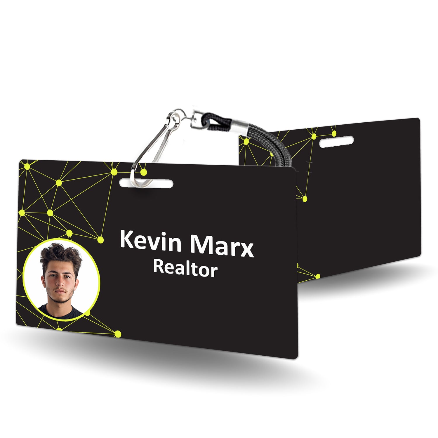 Yellow and Grey Abstract Custom ID Badge for Employee - BadgeSmith