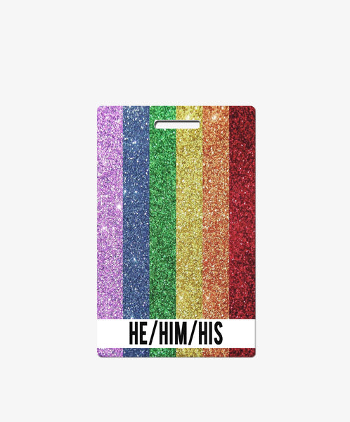 Glitter Pronouns Badge Buddy - BadgeSmith