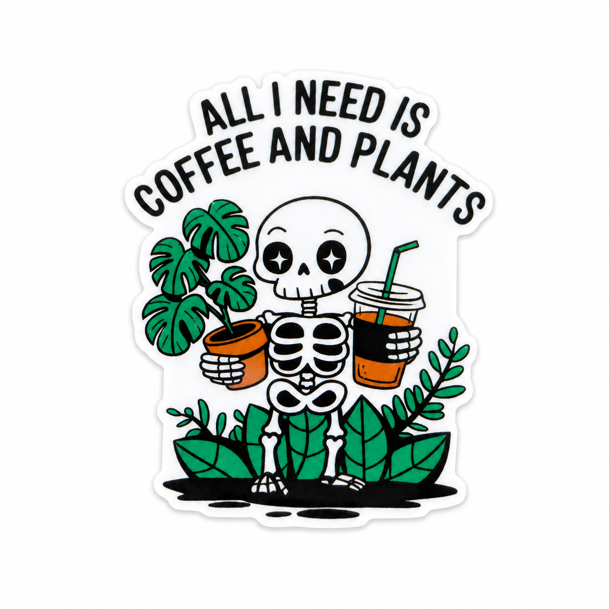 All I Need is Coffee & Plants | Plastic Add-On - BadgeSmith