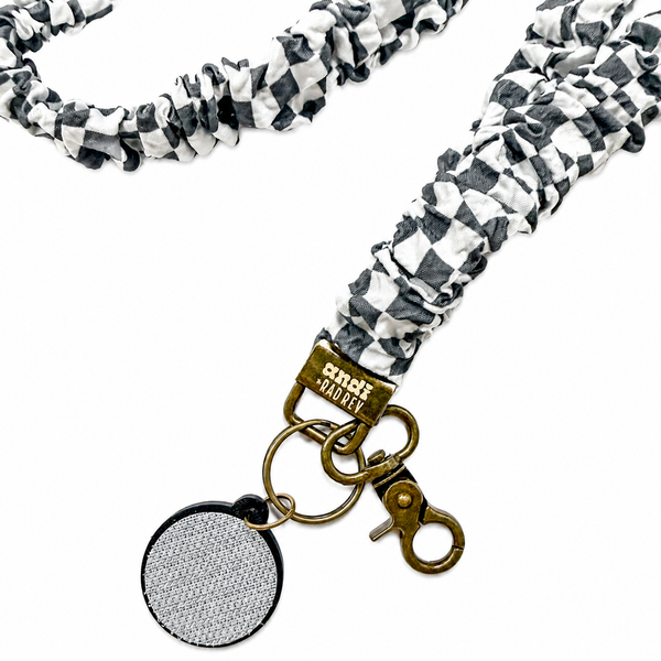 Andi x Rad Rev Grey Checkered | Interchangeable Lanyard - BadgeSmith