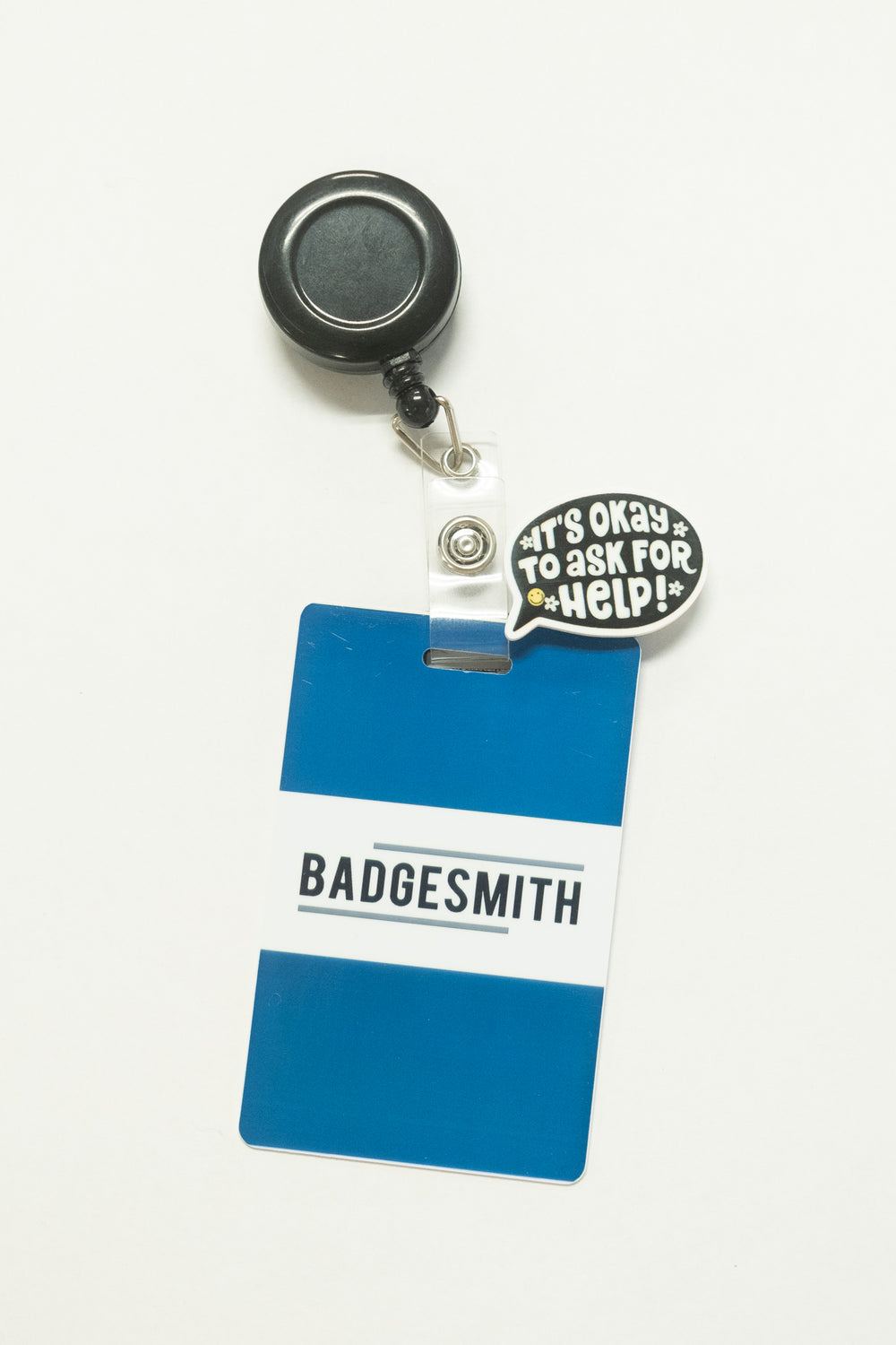 “It’s Okay to Ask for Help” Ribbon Badge Charm - BadgeSmith