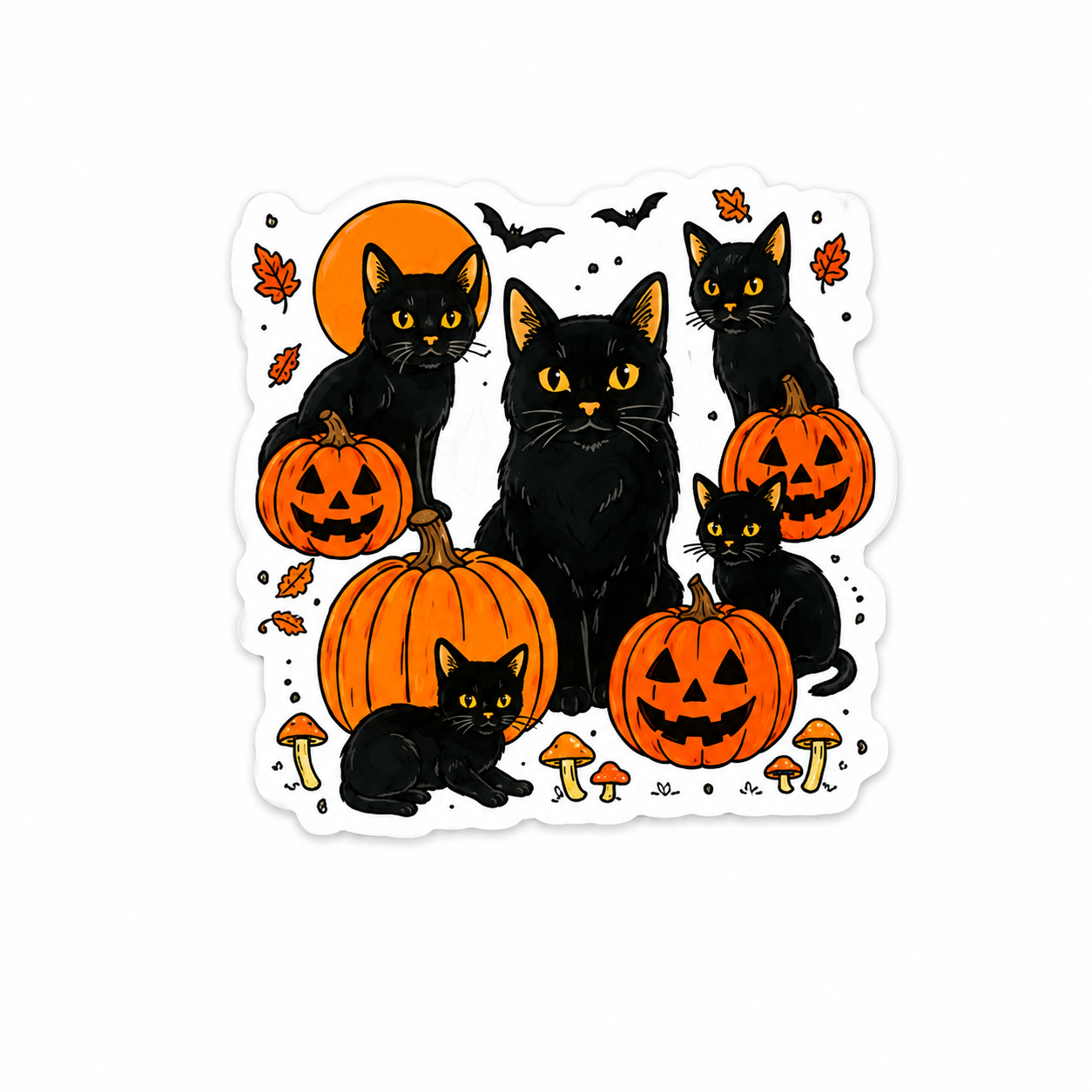 Black Cat & Pumpkin Halloween | Plastic Add-On - BadgeSmith