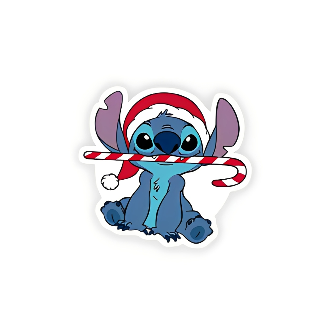 Santa Stitch with Candy Cane | Plastic Add-On - BadgeSmith