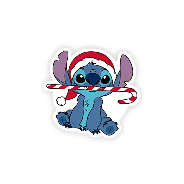 Santa Stitch with Candy Cane | Plastic Add-On - BadgeSmith