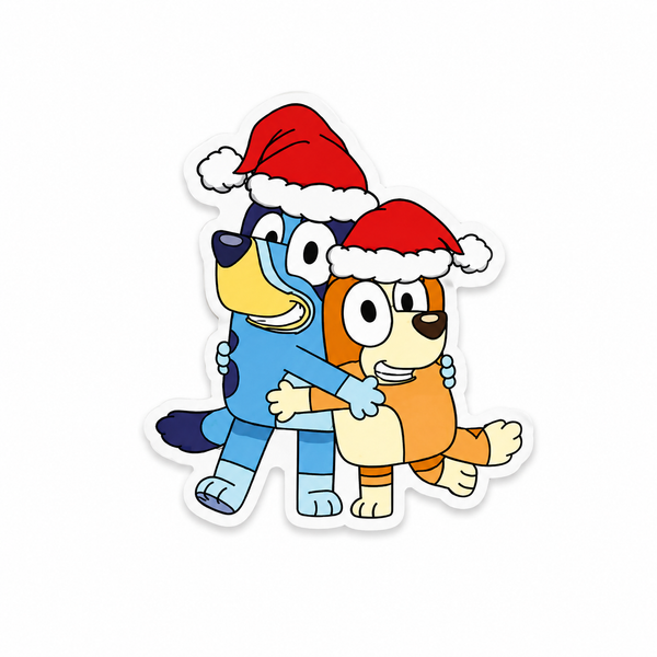 Bluey And Bingo Christmas Hug| Plastic Add-On - BadgeSmith
