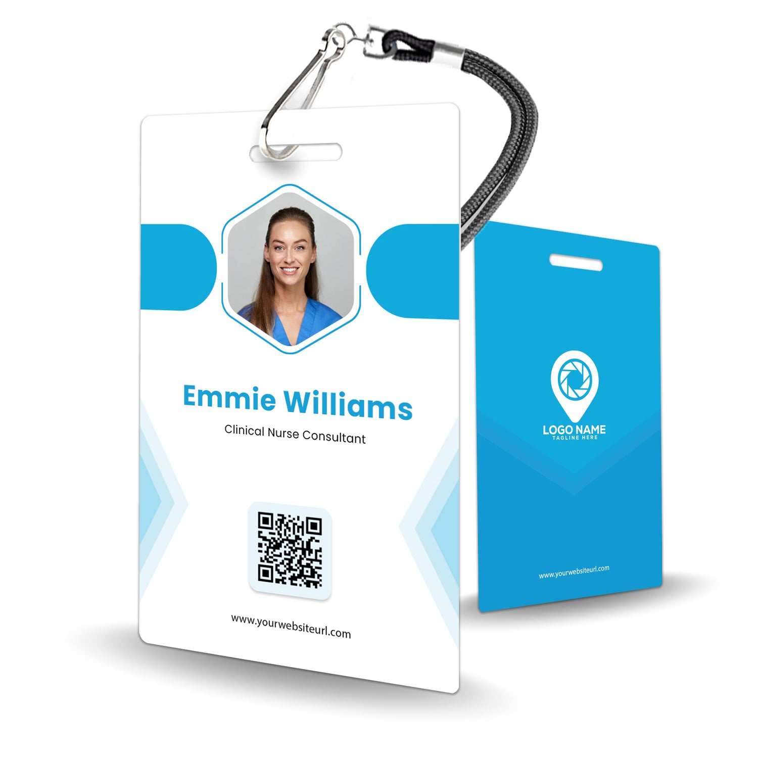 Blue Hexagon Medical ID Badge Custom - BadgeSmith