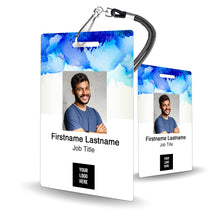Load image into Gallery viewer, Blue Watercolor Staff ID Badge - BadgeSmith
