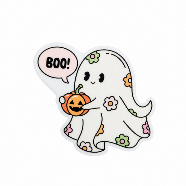 Boo! Cute Ghost | Plastic Add-On - BadgeSmith