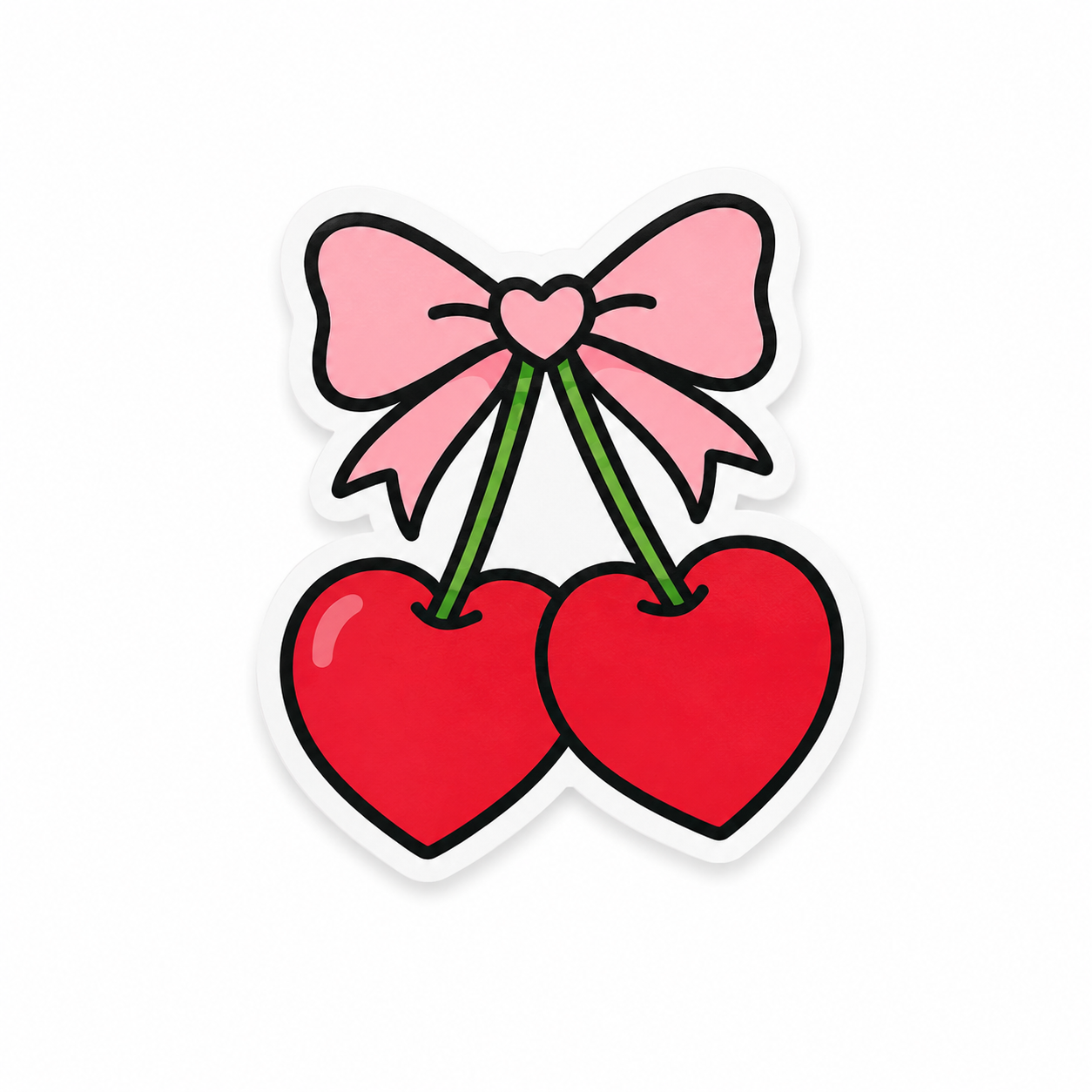 Bow Cherry Hearts | Plastic Add-On - BadgeSmith