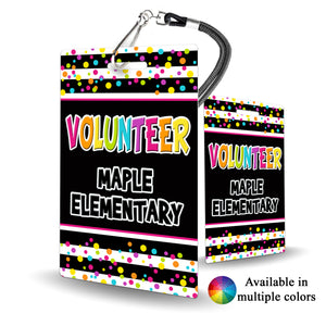 Bright Colorful Volunteer Hall Pass - Elementary School - BadgeSmith