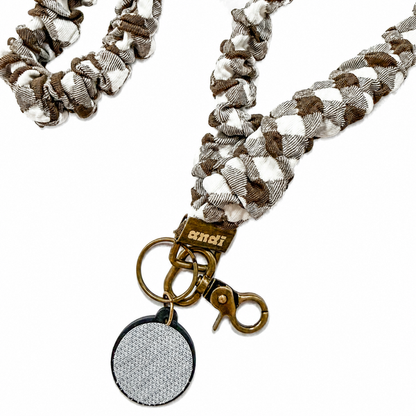 Brown Checkered Interchangeable Andi Lanyard - BadgeSmith