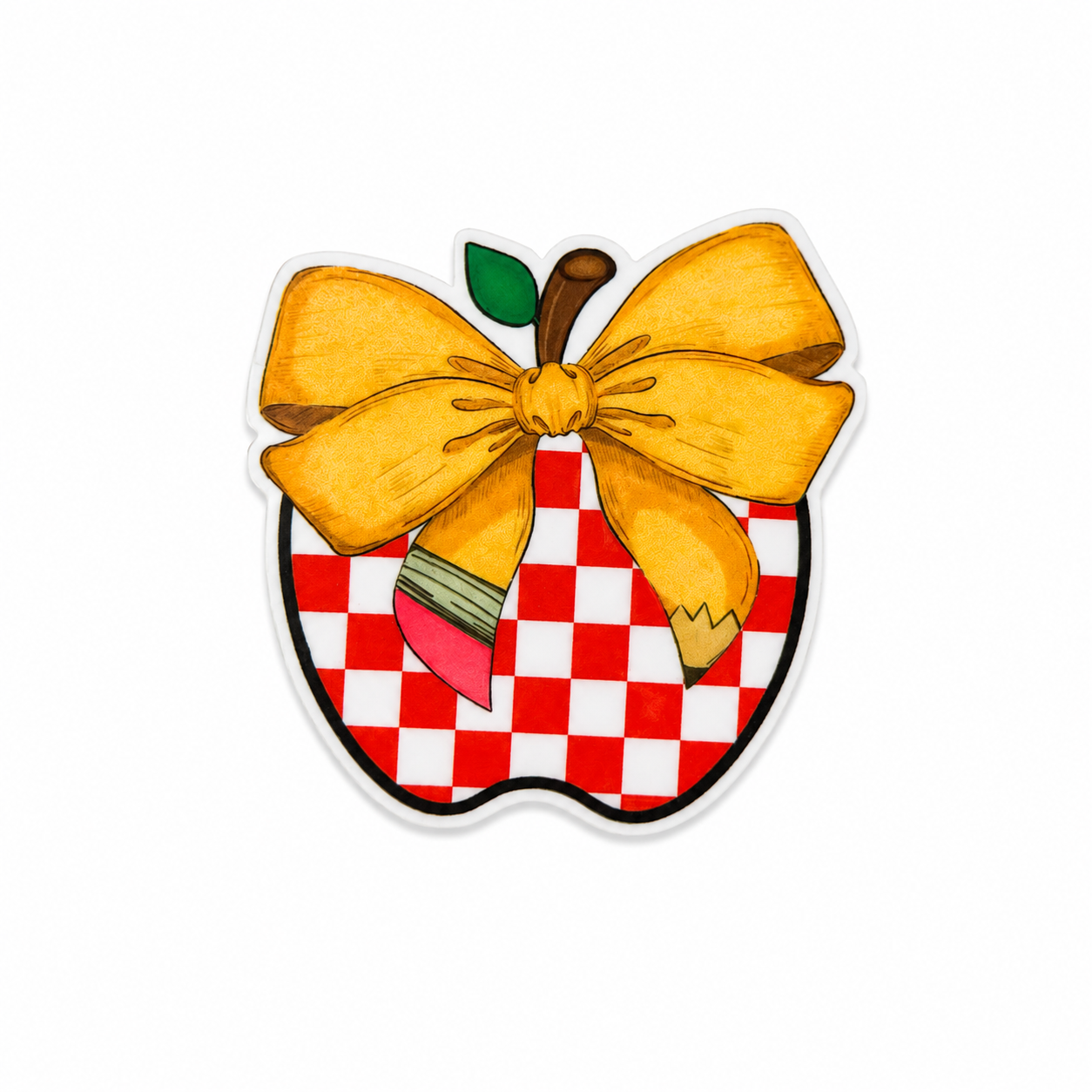 Checkered Apple | Plastic Add-On - BadgeSmith