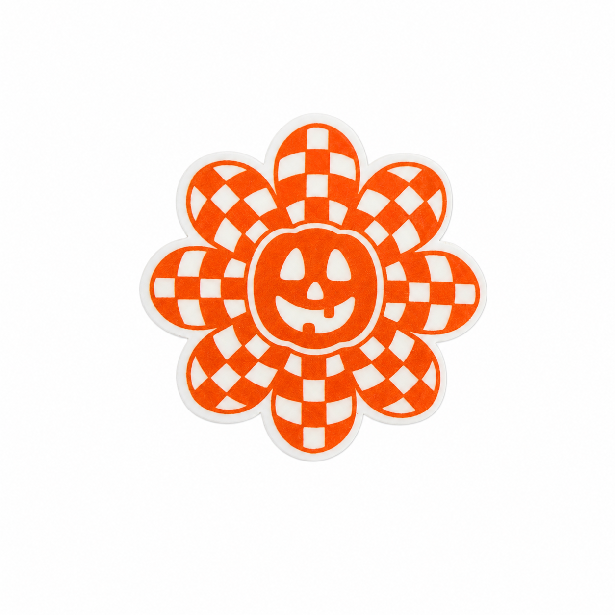 Checkered Pumpkin Flower | Plastic Add-On - BadgeSmith