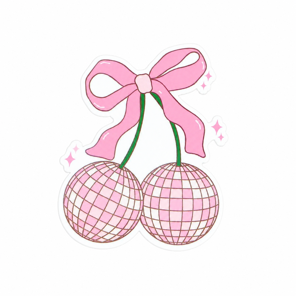 Cherry Disco Ball Bow | Plastic Add-On - BadgeSmith