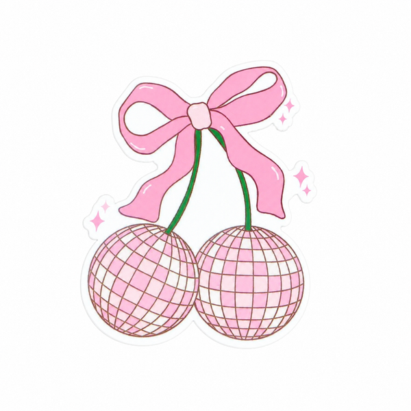Cherry Disco Ball Bow | Plastic Add-On - BadgeSmith