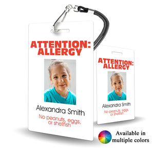 Child Allergy Alert Card - Food Allergy ID - BadgeSmith