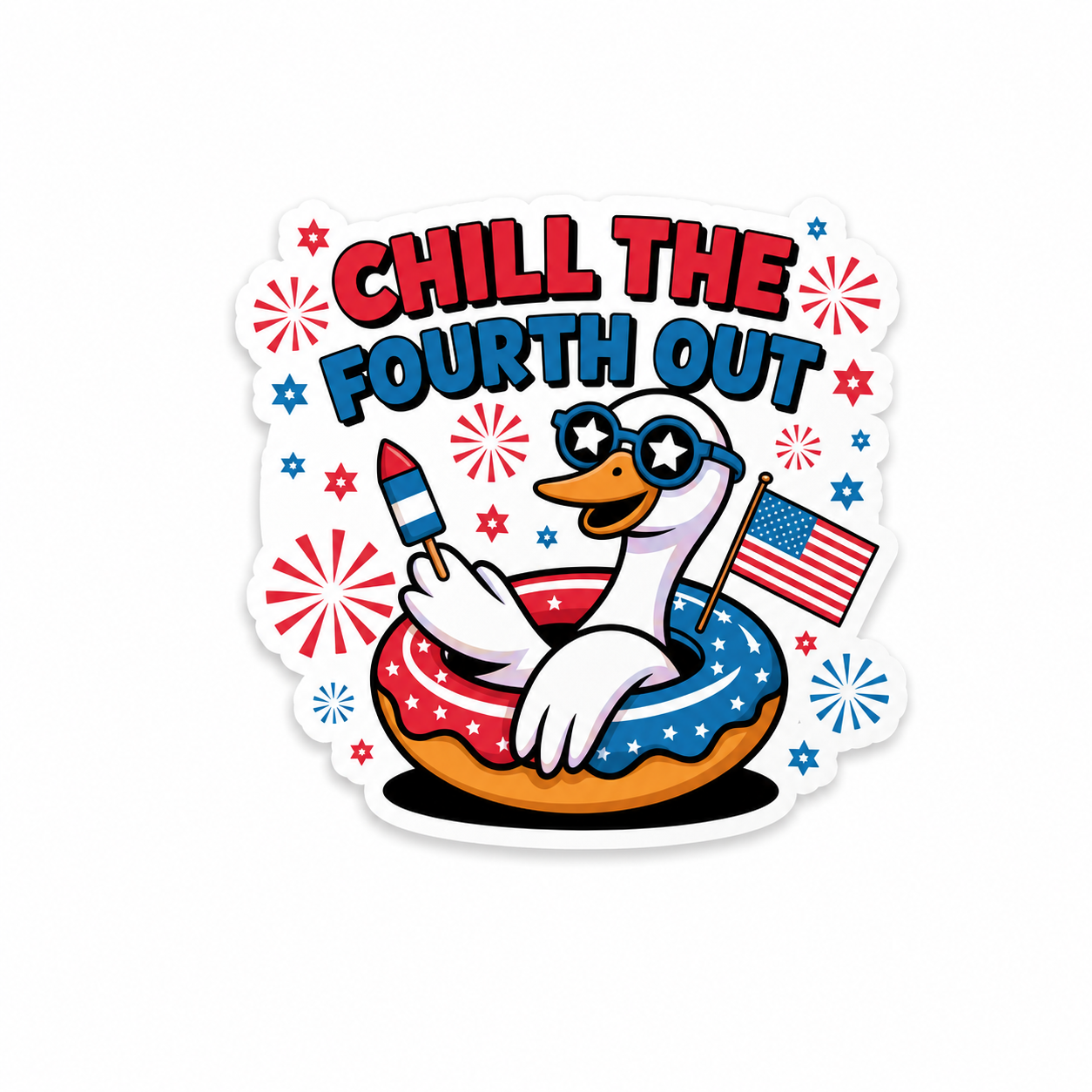 Chill the Fourth Out Goose, July 4th USA | Plastic Add-On - BadgeSmith